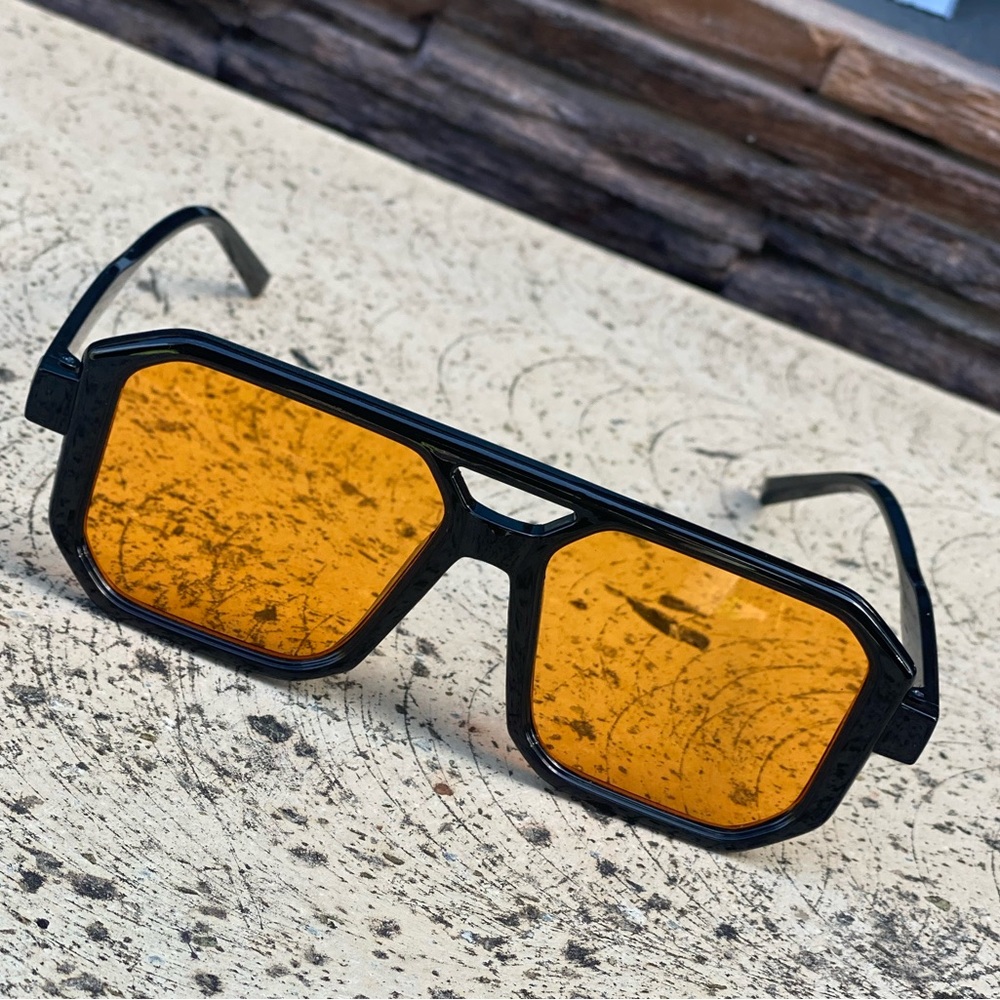 Black Sunglasses with Orange Lenses